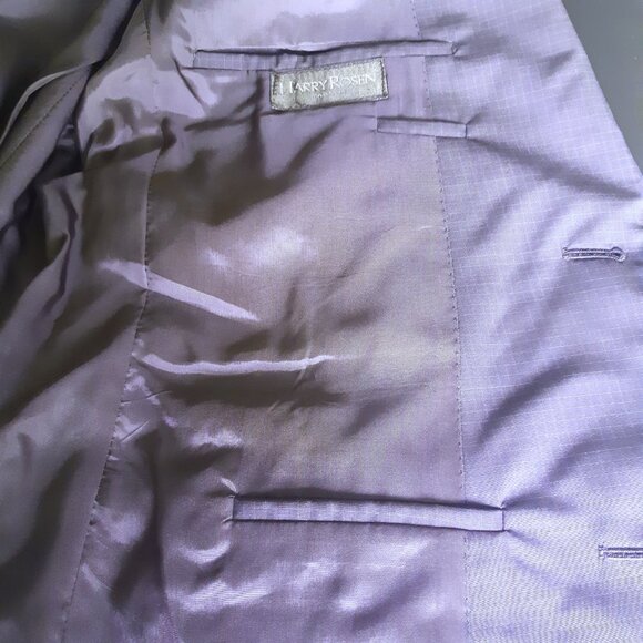 Z ZEGNA SZ 44L 2 Piece Men's 100% Wool Suit Blue Fine Check - Picture 9 of 16